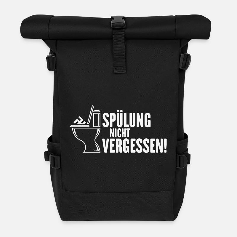 Spülung Nicht Vergessen! (Gegen Rechts / White) - Rolltop Rucksack - Schwarz