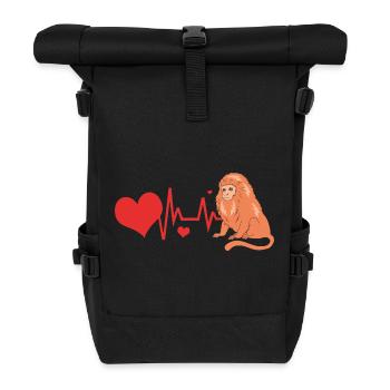 Tamarin Monkey Monkey Monkey Monkey Face - Roll Top Backpack - black - Front