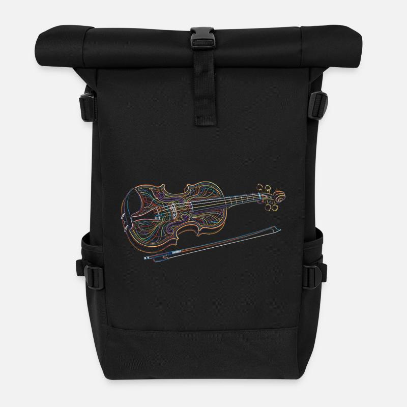 Violine, Musikinstrument, Zeichnen, Kunstdruck - Rolltop Rucksack - Schwarz