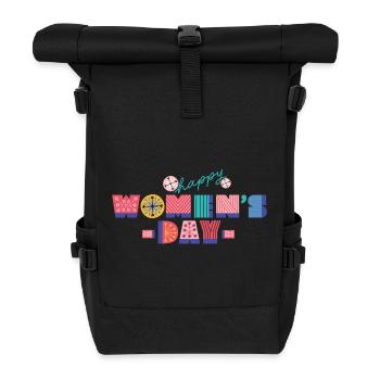 internationaler Frauentag - Rolltop Rucksack - Schwarz - Vorne