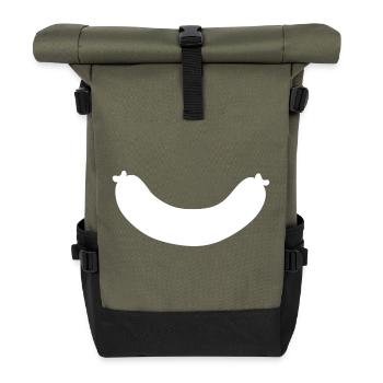 Wurst Metzgerei Verkäufer Vorlage - Rolltop Rucksack - Olive/Schwarz - Vorne