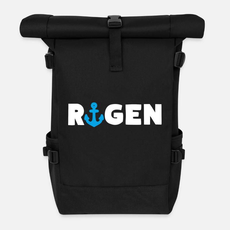 Ostseeinsel Rügen Anker - Rolltop Rucksack - Schwarz