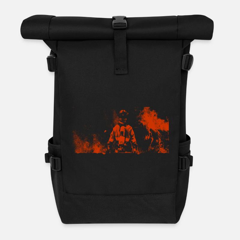 Firefighter Feuerwehr - Rolltop Rucksack - Schwarz
