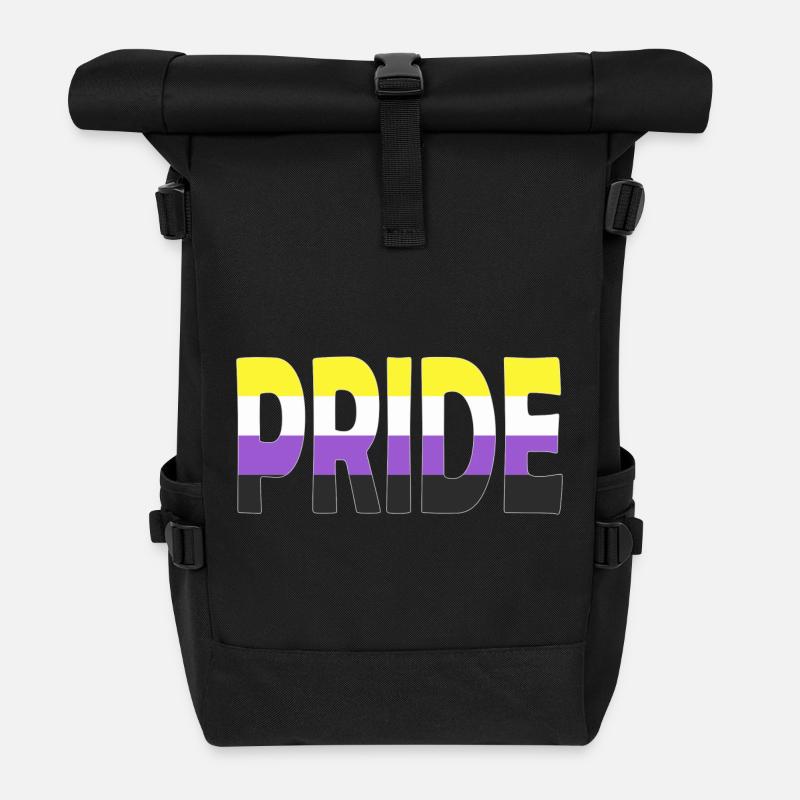 Pride Schriftzug Non-Binary Nichtbinär LGBTQ - Rolltop Rucksack - Schwarz