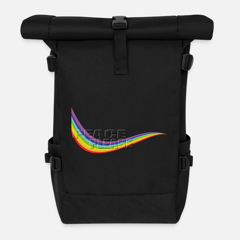 RAINBOW PEACE PLEASE transparent Typo - Rolltop Rucksack - Schwarz