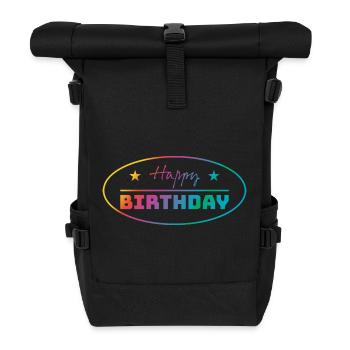 Tshirt happy birthday oval bunt - Rolltop Rucksack - Schwarz - Vorne