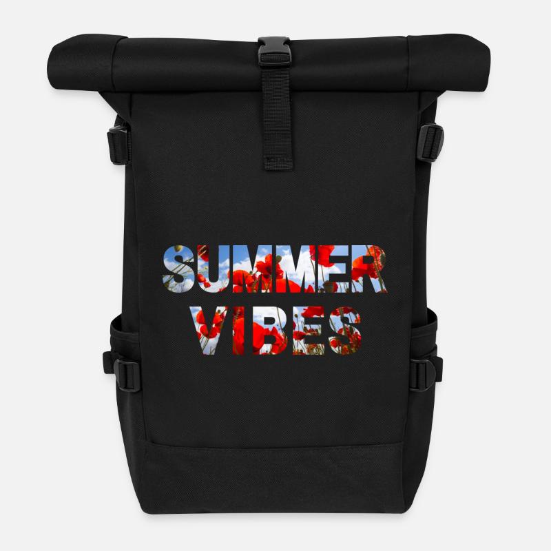 Summer Vibes Poppy - Rolltop Rucksack - Schwarz