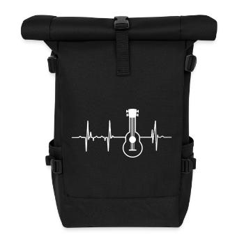 Mein Herz schlägt für Ukulele - Rolltop Rucksack - Schwarz - Vorne