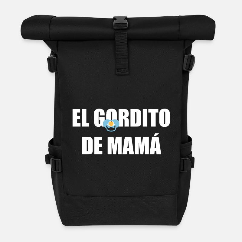 Mamas Molliger in WEISS - Rolltop Rucksack - Schwarz
