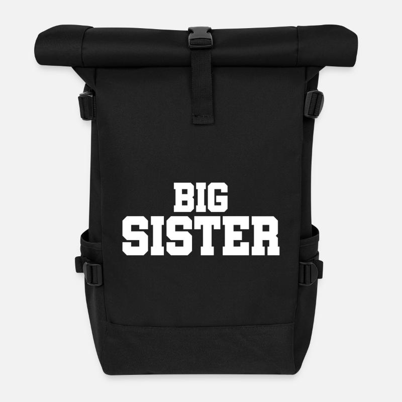 Big Sister - Grßse Schwester - Geschwister - Rolltop Rucksack - Schwarz