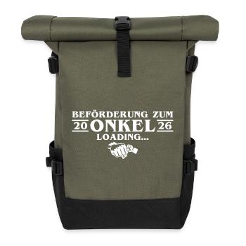 Annonce de la grossesse - Oncle enceinte 2026 - Sac à dos roll top - olive/noir - Devant