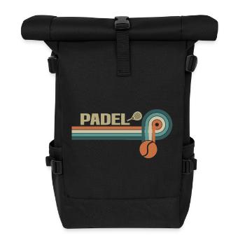 Retro Padel für Sportfans - Rolltop Rucksack - Schwarz - Vorne