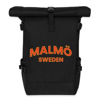 Malmö Sweden Bold Text Logo - Roll Top Backpack - black - Front