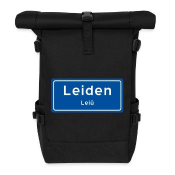 Leiden Ortsschild - Rolltop Rucksack - Schwarz - Vorne