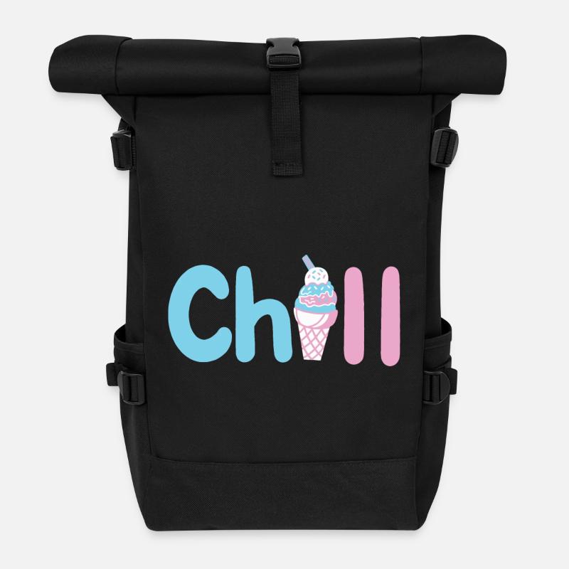 Eiscreme Sommer - Rolltop Rucksack - Schwarz