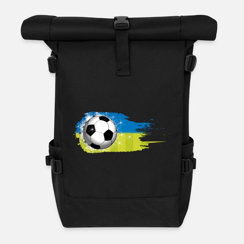 Fußball - blau grün - Pinselstrich Design  - Rolltop Rucksack - Schwarz