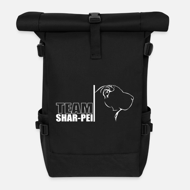 TEAM Shar Pei Hunde Hund Wilsigns - Rolltop Rucksack - Schwarz