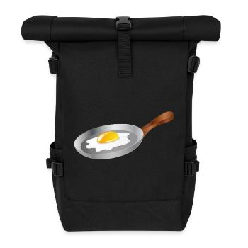Spiegelei in Pfanne – Frühstück mit Retro-Charme - Rolltop Rucksack - Schwarz - Vorne