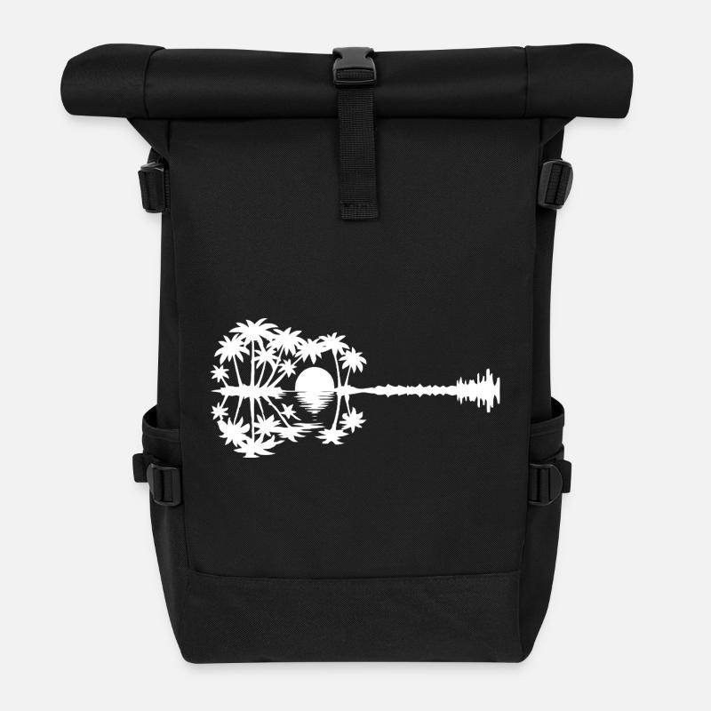 Sunset Paradise Silhouette - Roll Top Backpack - black