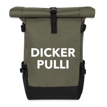 Thick Sweater Contrast Typo - Roll Top Backpack - olive/black - Front