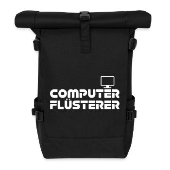 Computer Flüsterer Retro-Print - Rolltop Rucksack - Schwarz - Vorne