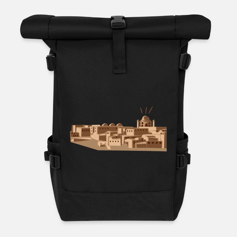 Ville du désert avec mosquée - Sac à dos roll top - noir