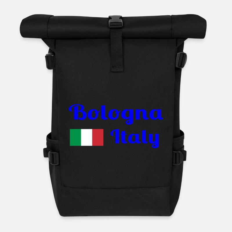 Bologna, Italien - Stilvolle Drucke - Rolltop Rucksack - Schwarz