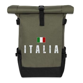 Italienische Flagge, italienischer Stolz - Rolltop Rucksack - Olive/Schwarz - Vorne