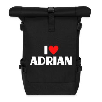 I love Adrian Red Heart Romantic Name Fan - Roll Top Backpack - black - Front