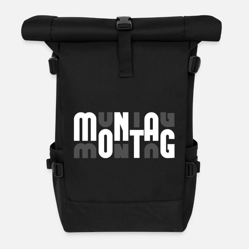 Motif Monday Noir/Gris - Sac à dos roll top - noir