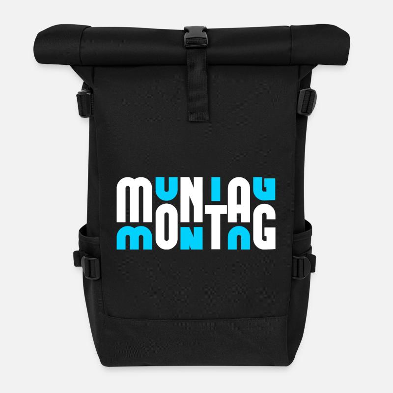 Motif Monday White/Cyan - Roll Top Backpack - black