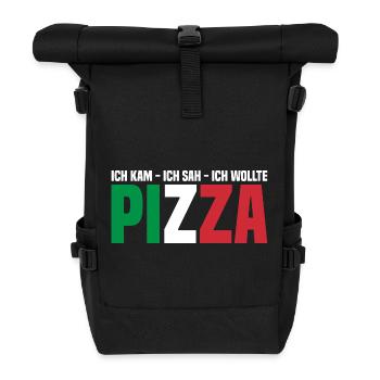 Manger de la pizza - Sac à dos roll top - noir - Devant