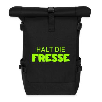 Halt die Fresse - Cooler Spruch - Rolltop Rucksack - Schwarz - Vorne