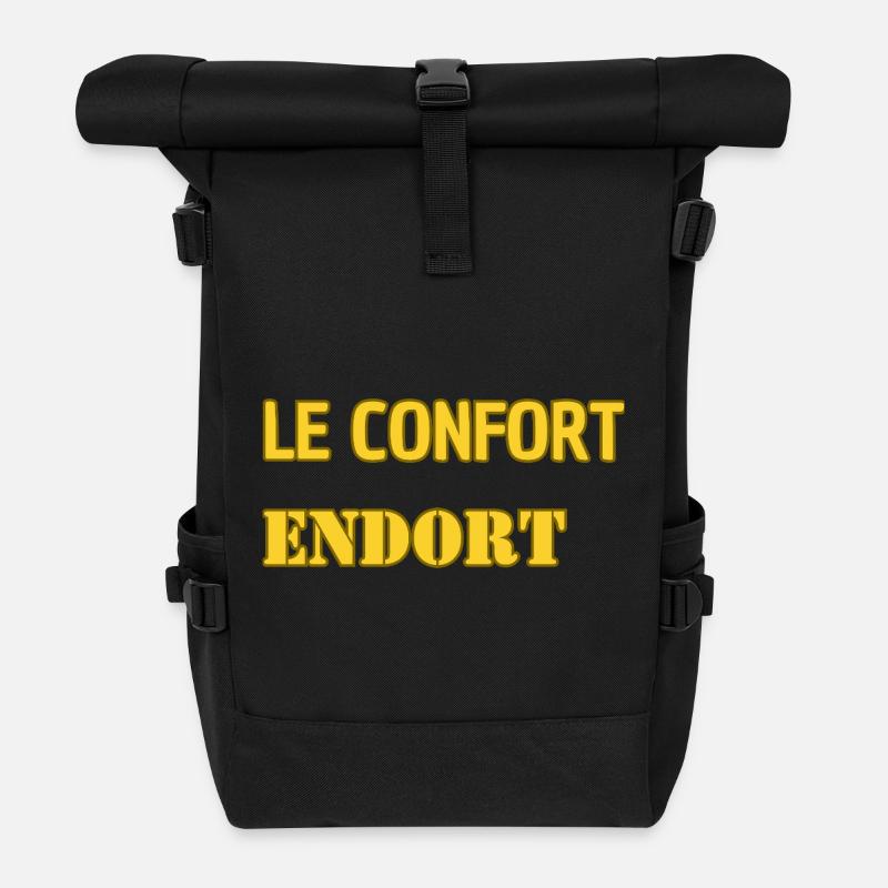 Le confort endort. - Sac à dos roll top - noir