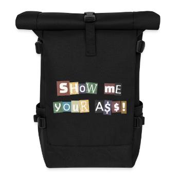 SYMA Letter Collage - Rolltop Rucksack - Schwarz - Vorne