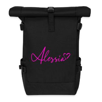 Alessia Signatur Neon Pink - Rolltop Rucksack - Schwarz - Vorne