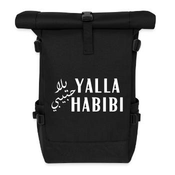 Yalla Habib Bold Arabic Typography - Roll Top Backpack - black - Front