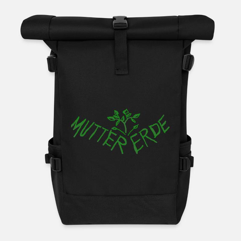 Mutter Erde - Schuetze Mutter Erde - Rolltop Rucksack - Schwarz