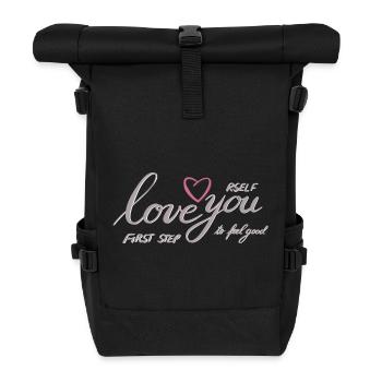 Love Yourself Heart Motif - Roll Top Backpack - black - Front