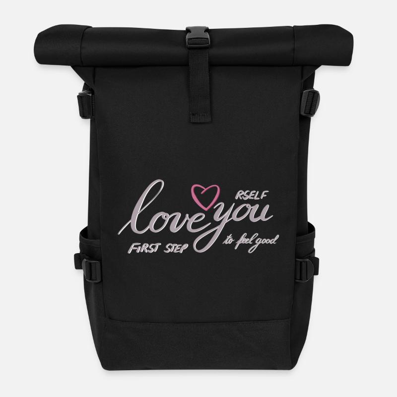 Liebe dich Selbst Herz Motiv - Rolltop Rucksack - Schwarz