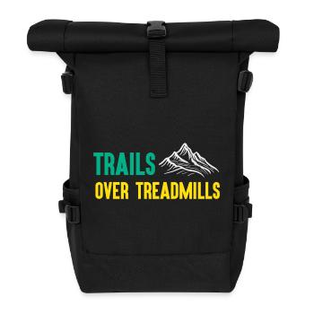 Trailrunning - Trails über Laufbänder - Rolltop Rucksack - Schwarz - Vorne