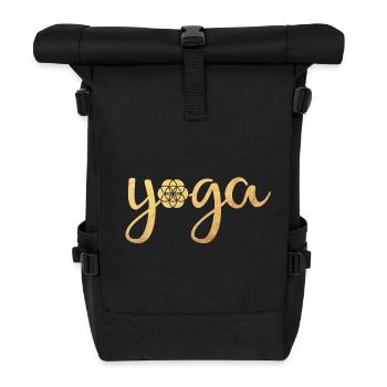 Meditation Quote Yoga Namaste om Flower of Life - Rolltop Rucksack - Schwarz - Vorne