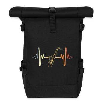 Vintage Saxophone Heartbeat - Roll Top Backpack - black - Front