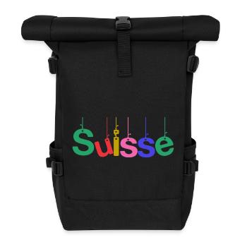 SWITZERLAND. COUNTRY. GENEVA. HUMOR. FLAG - Roll Top Backpack - black - Front