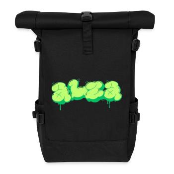 Bright Green Graffiti Style Design - Roll Top Backpack - black - Front