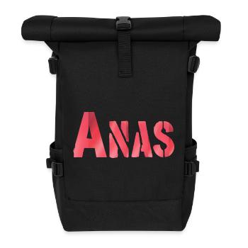 Anas Name Rot text - Rolltop Rucksack - Schwarz - Vorne