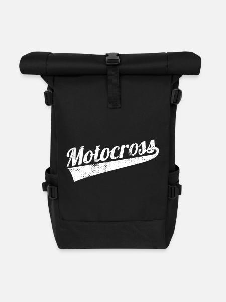 Motocross Retro - Roll Top Backpack - black