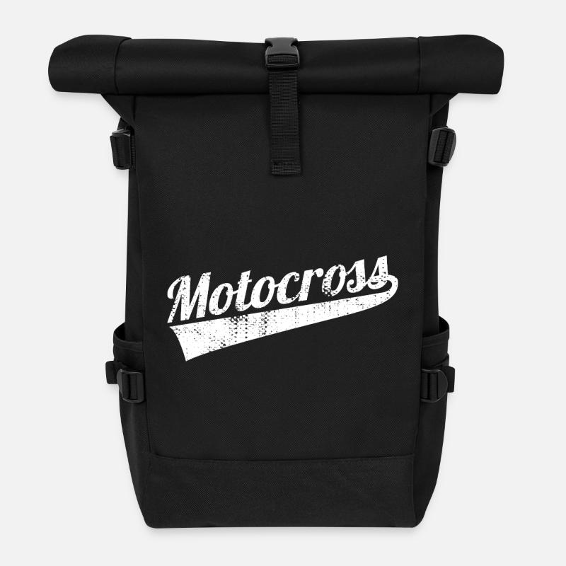 Motocross Retro - Roll Top Backpack - black