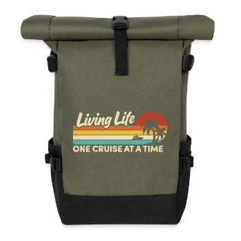 Kreuzfahrtschiff Sommerurlaub - Rolltop Rucksack - Olive/Schwarz - Vorne