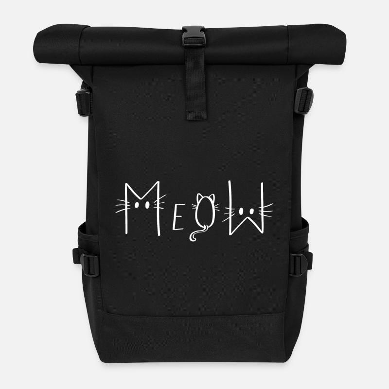 MEOW - Miau Katzen - Rolltop Rucksack - Schwarz